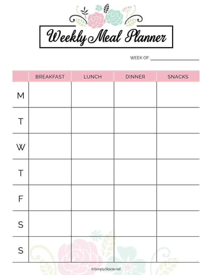 2019 Meal Planner Free Printable Simply Stacie