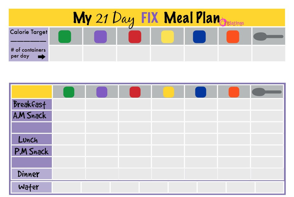 21 Day Fix Printable Meal Planner That Are Canny Miles Blog