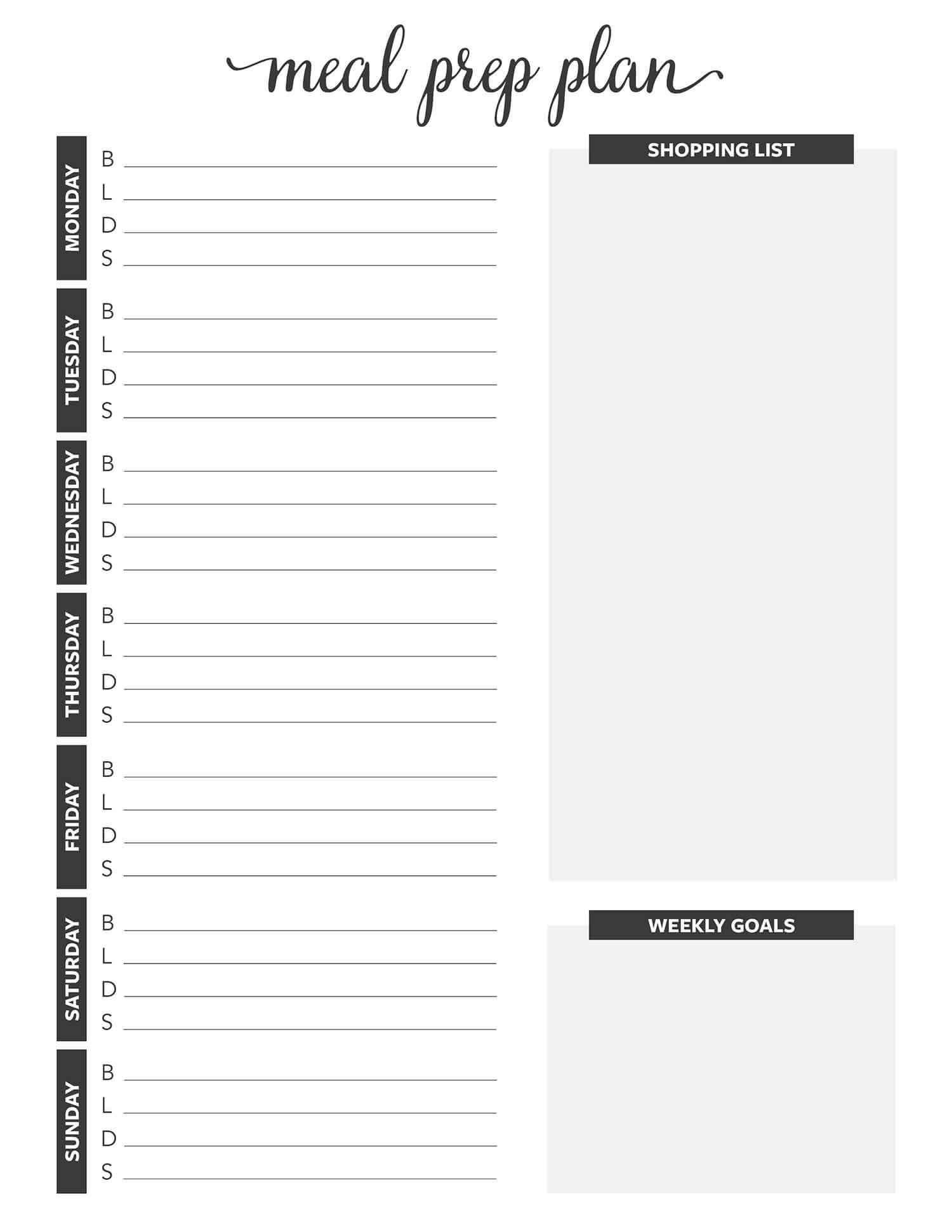 25 Meal Prep Ideas Weekly Meal Plan Template Meal 