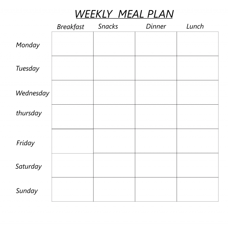4 Free Blank Printable Weekly Meal Planner In PDF Word 