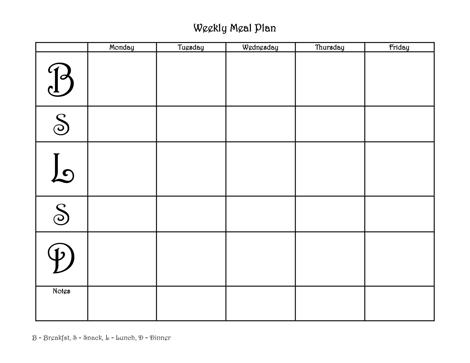 4 Free Blank Printable Weekly Meal Planner In PDF Word 