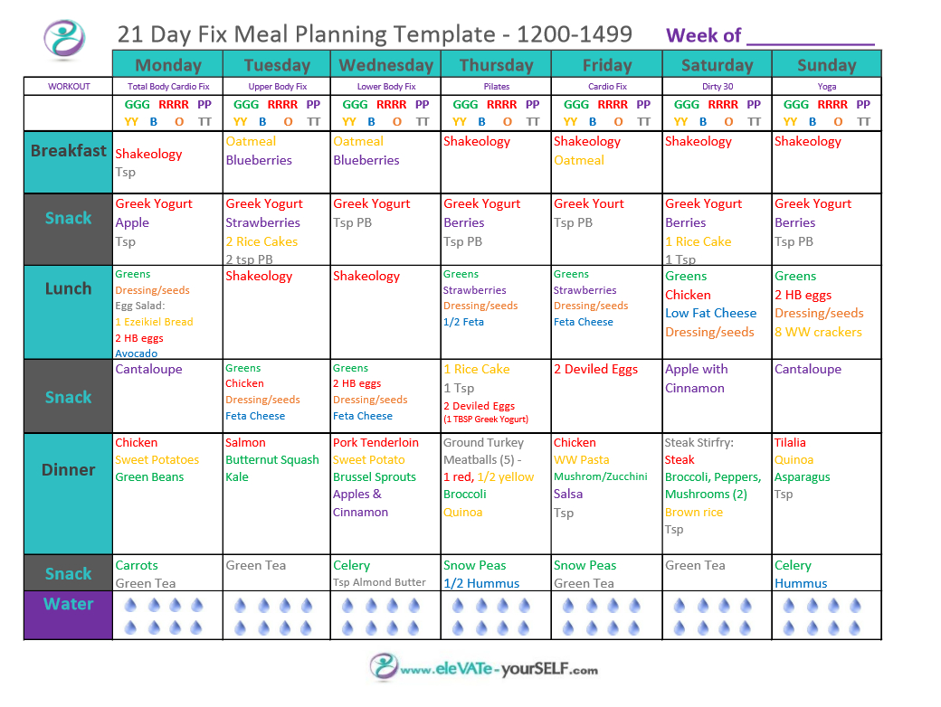 Body For Life Meal Plan Spreadsheet Throughout 21 Day Fix 