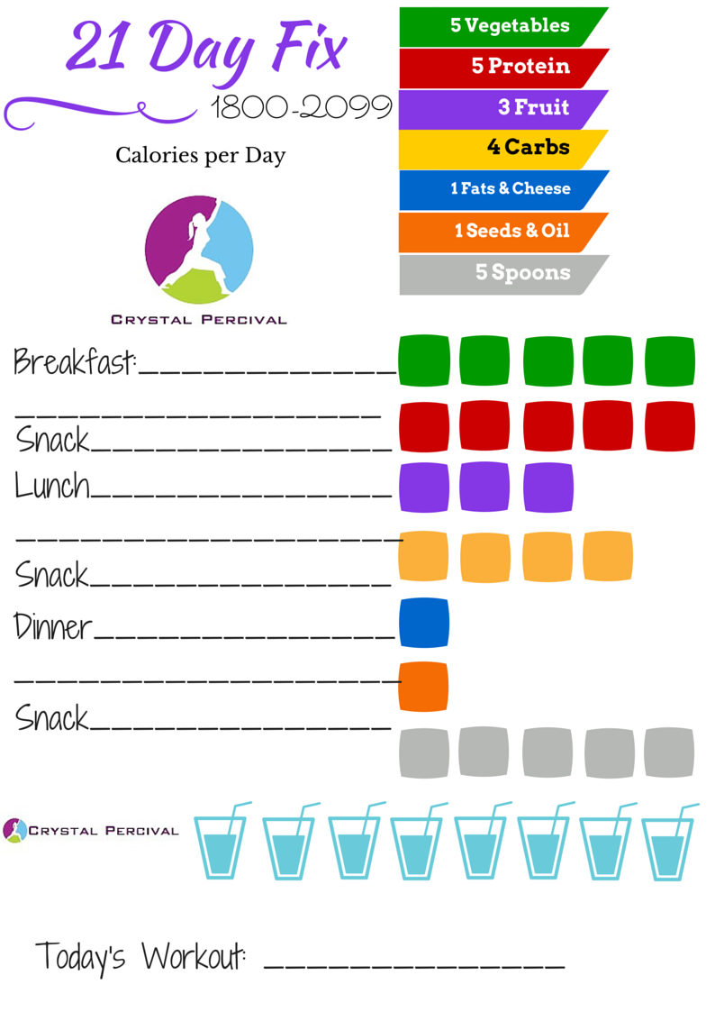 Crystal P Fitness And Food 5 Day 21 Day Fix Meal Plan For 