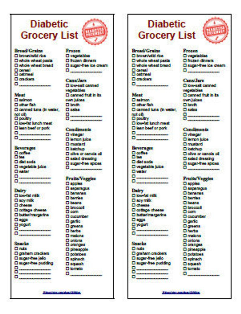 Printable List Of Foods For Diabetics PrintableDietPlan