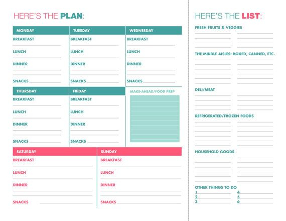 Downloadable Weekly Meal Planner With By 