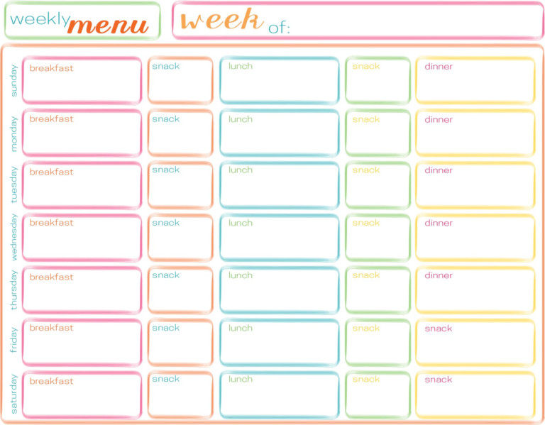 Free Download Weekly Meal Planner Template Printable