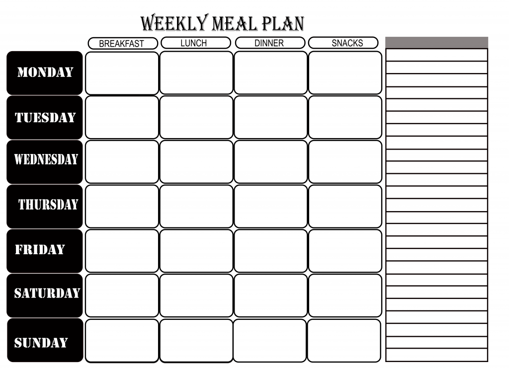 Free Printable Blank Weekly Meal Planner PDF Excel Word 