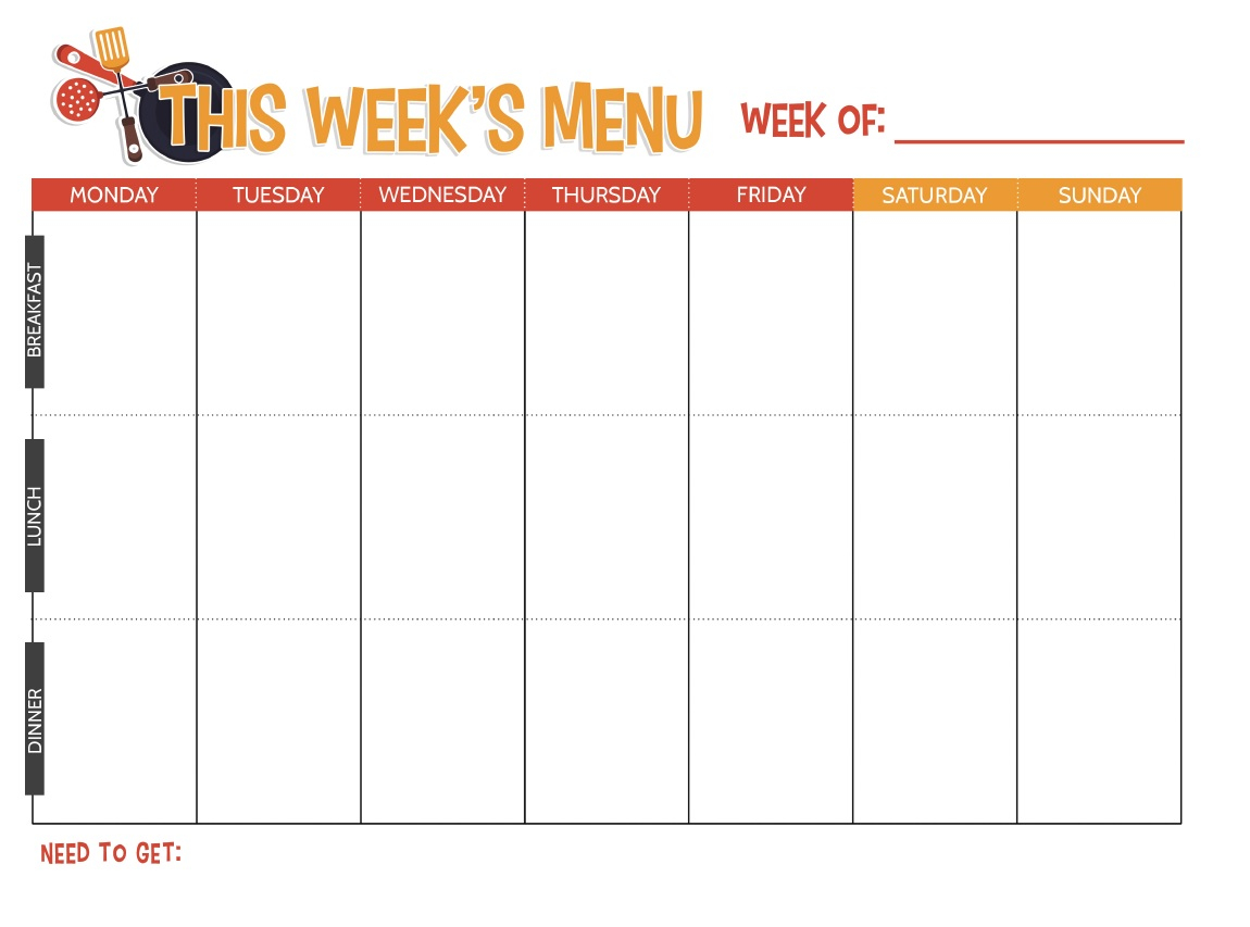 Free Printable Weekly Meal Planner Not Quite Susie 