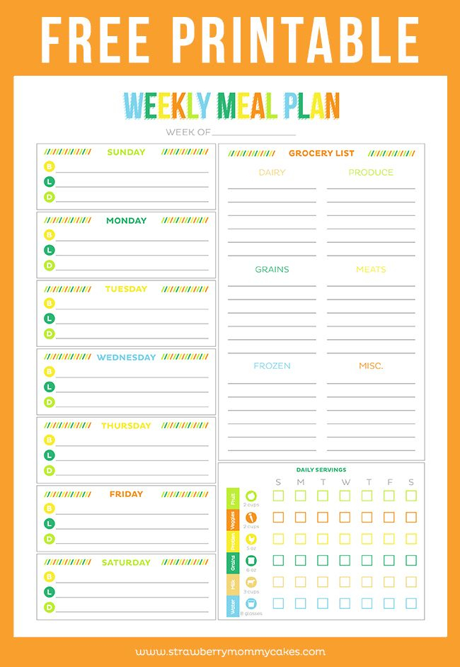 FREE Printable Weekly Meal Planner Printable Crush 