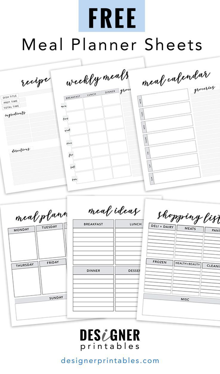 Free Printables Meal Planner Sheets Meal Planner 