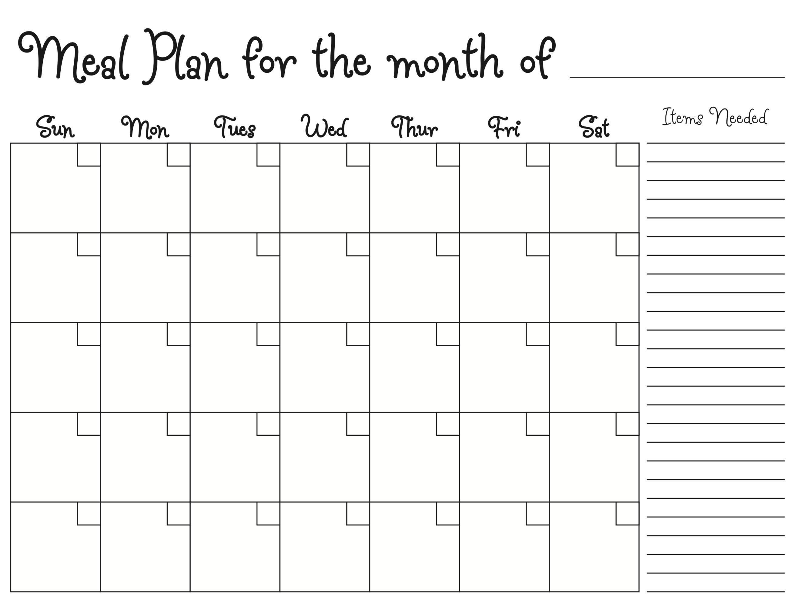 Meal Planning Calendar Photokapi
