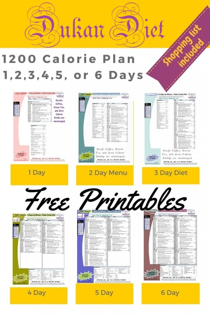 Printable 1200 Calorie Dukan Diet For Weight Loss With