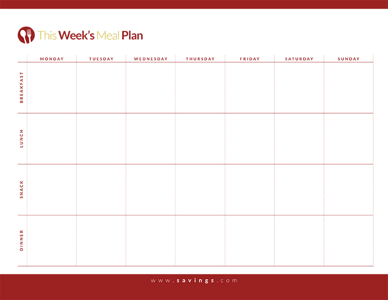 Printable Weekly Meal Planner With Snacks Shop Fresh