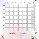 Weekly Diet Planner Printable Page Royalty Free Vector Image