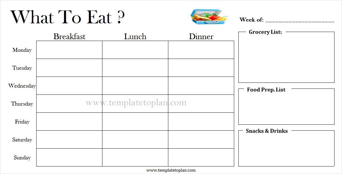 Weekly Meal Planner Template Archives Template To Plan