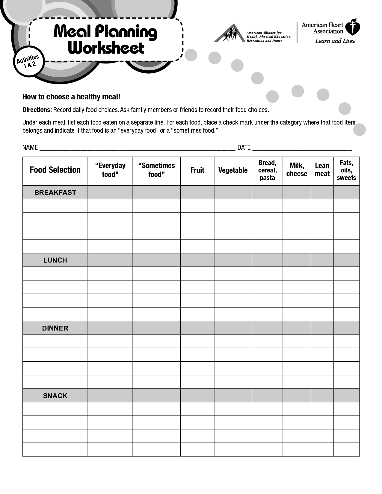 16 Best Images Of Nutrition Meal Plan Worksheet Food 