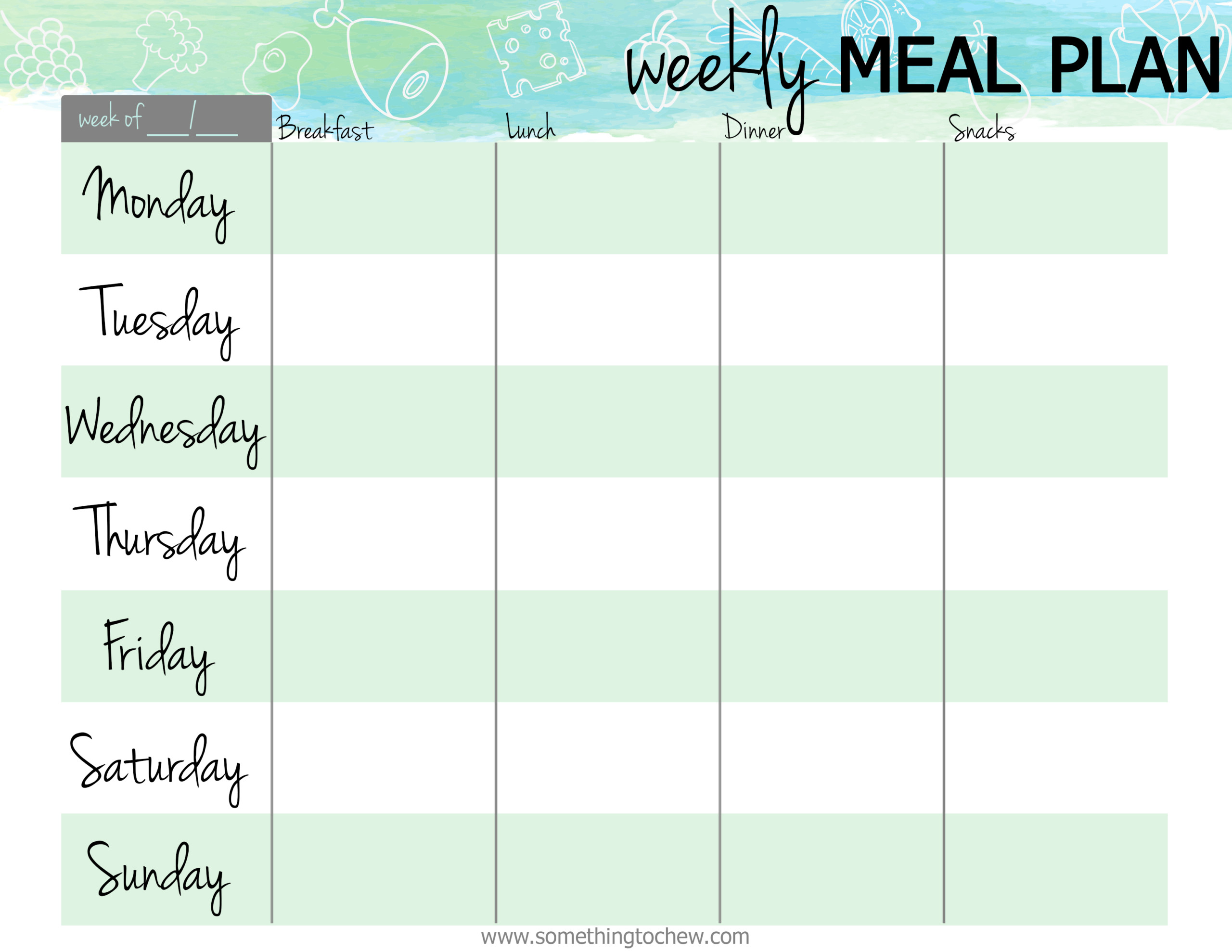 5 Free Sample Weekly Meal Planner Templates Printable 
