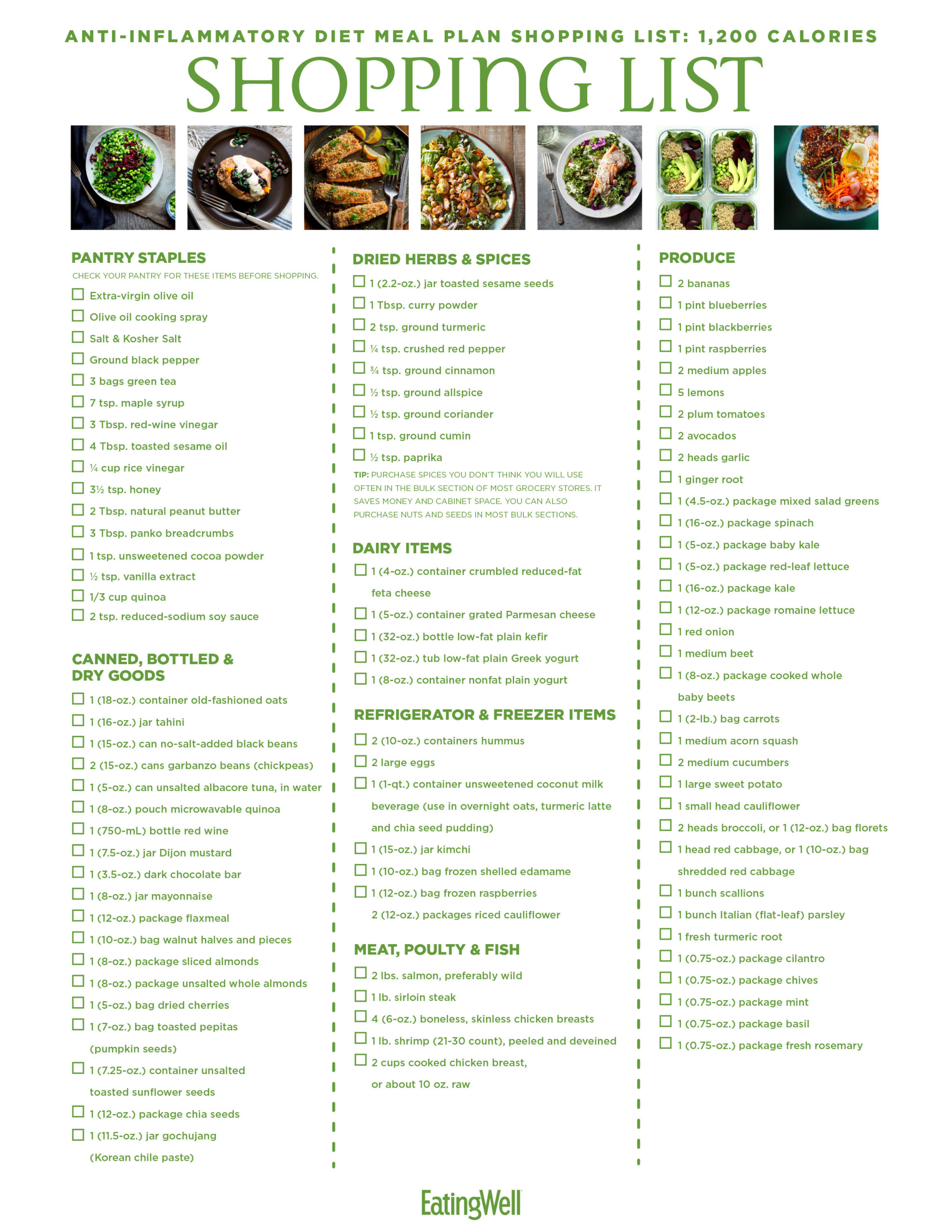 7 Day Anti Inflammatory Diet Meal Plan 1 200 Calories 