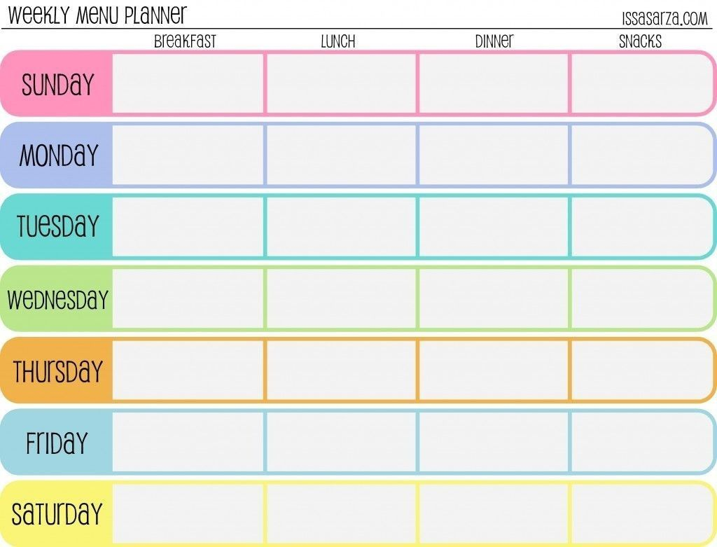 7 Day Menu Planner Template New 7 Day Weekly Planner 