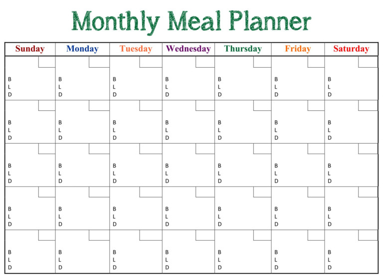 8 Best Printable Monthly Dinner Planner Printablee