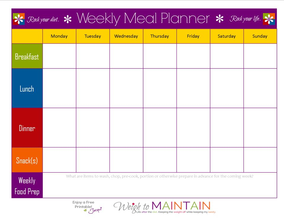 Blank Weekly Meal Plan Sheet Weekly Meal Planner 
