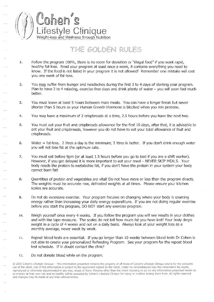 Cohen s Diet Plan PDF Document 