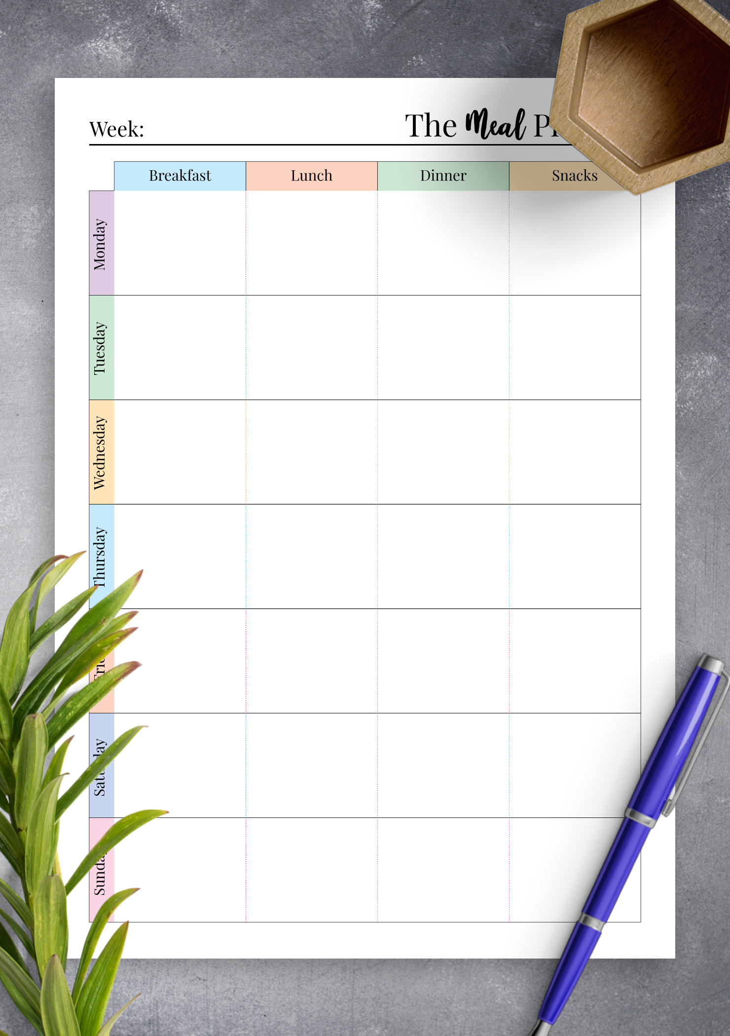 Download Printable Colorful Weekly Meal Planner With 
