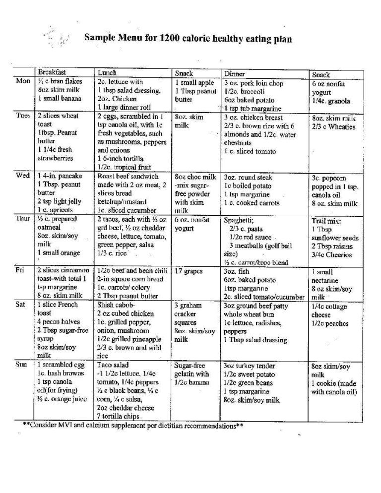 Printable Dr Nowzaradan Diet Plan 1200 Calories Pdf