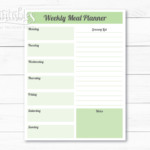 Editable Meal Planner Template Weekly Meal Planner With