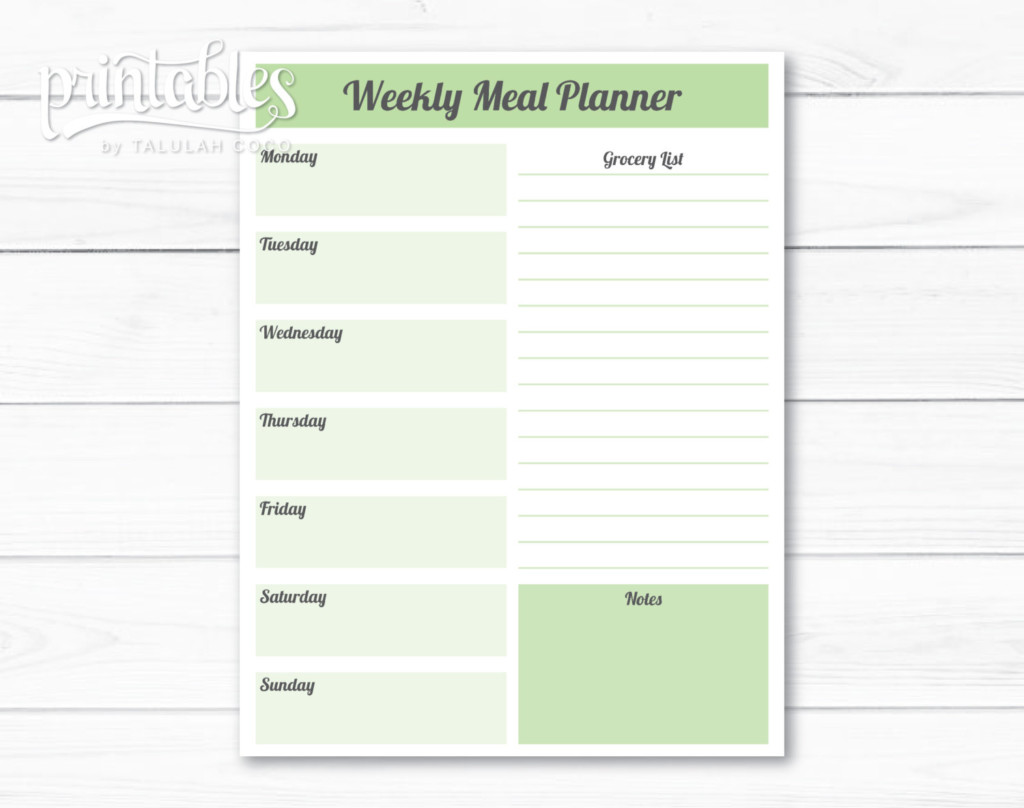 Editable Weekly Meal Planner Template With Grocery List
