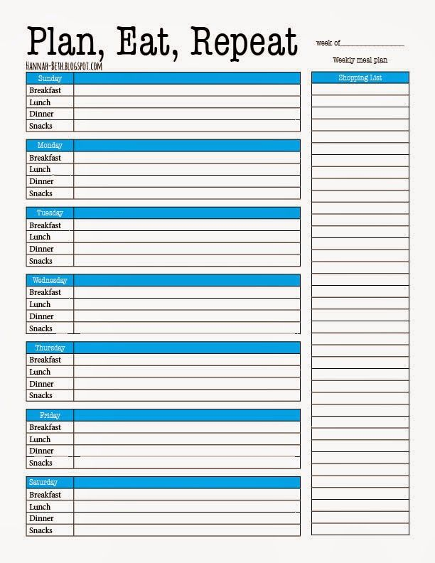 Free Downloadable Meal Planning Page Pinterest