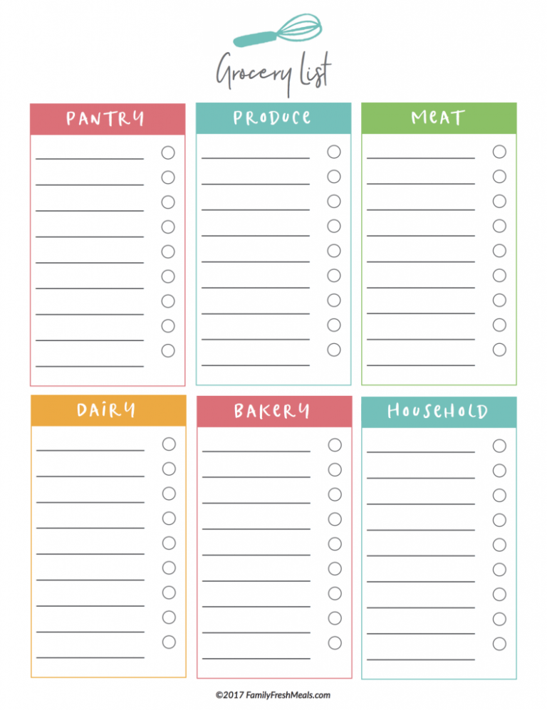 Free Meal Plan Printables Family Fresh Meals