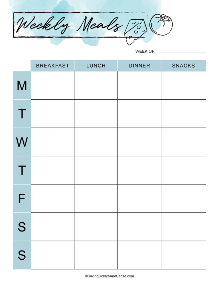 Free Printable Meal Planner My Gift To YOU Saving