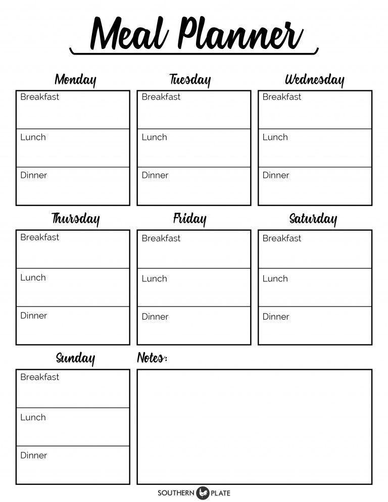 Free Printable Menu Planner Sheet Http www 