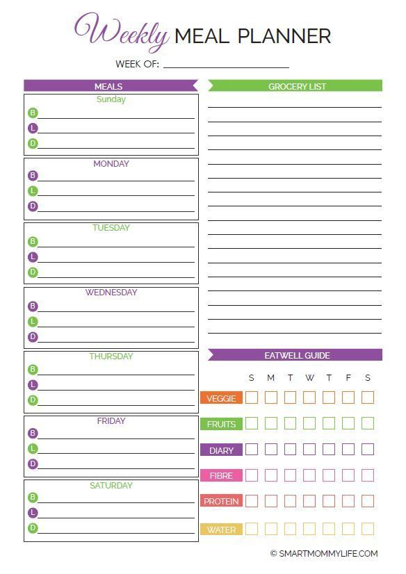 Free Printable Weekly Meal Planner With Grocery List In 