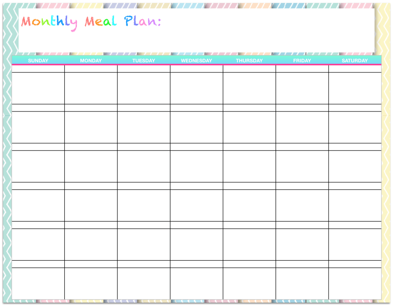 Free Templates Monthly Menu Planners The Housewife Modern