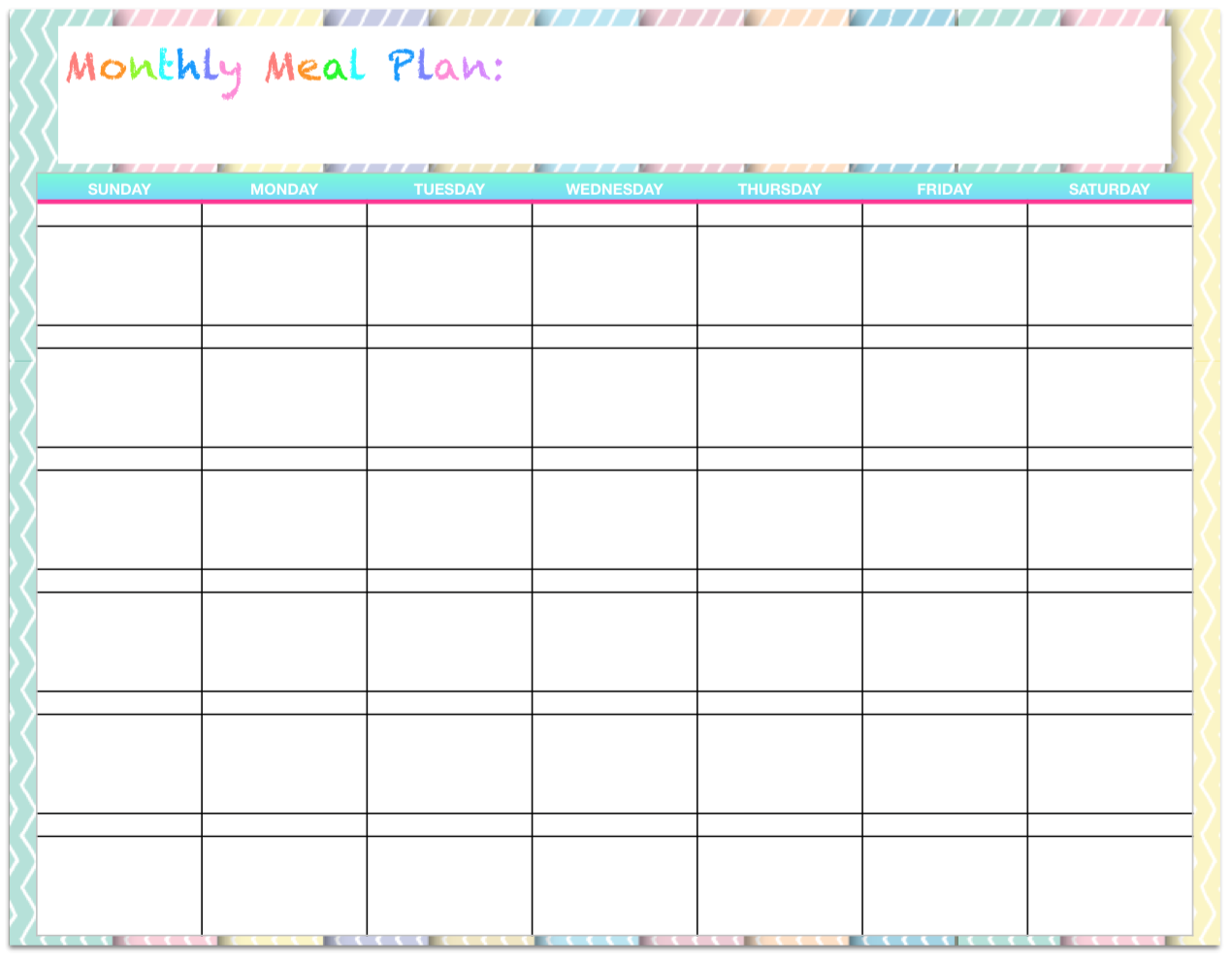 Free Templates Monthly Menu Planners The Housewife Modern