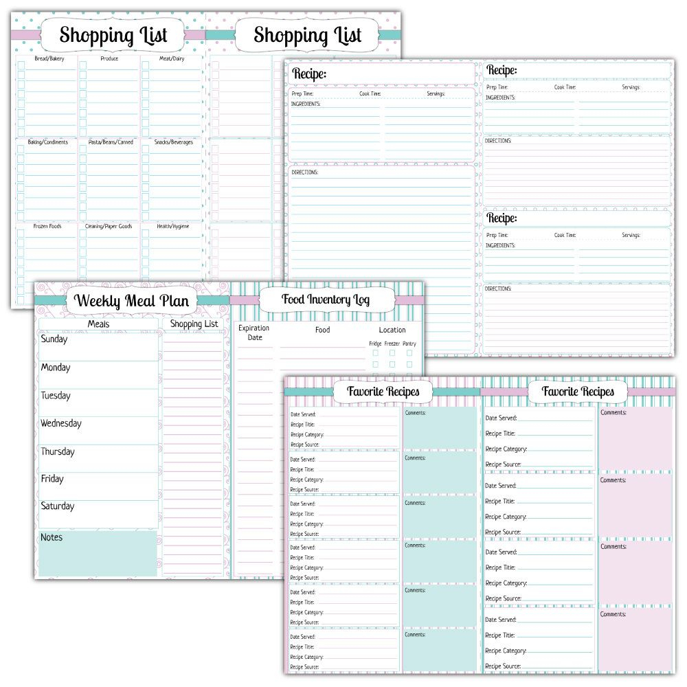 Half Page Meal Planner PDF Instant Download Organization