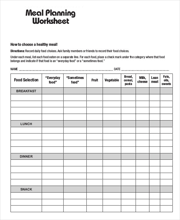 Meal Plan Template 22 Free Word PDF PSD Vector