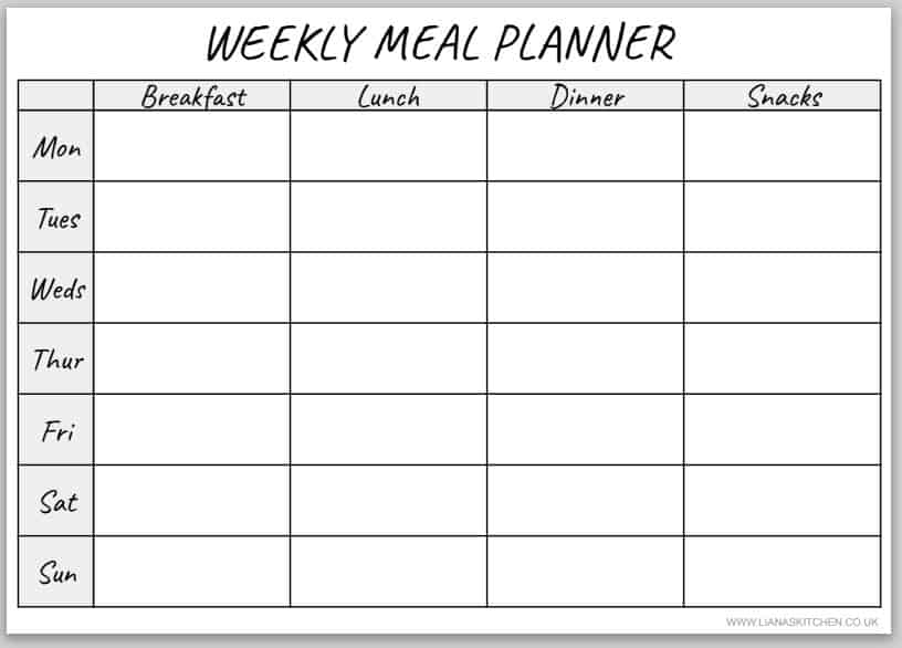 Meal Planner Template Free Printable Liana s Kitchen