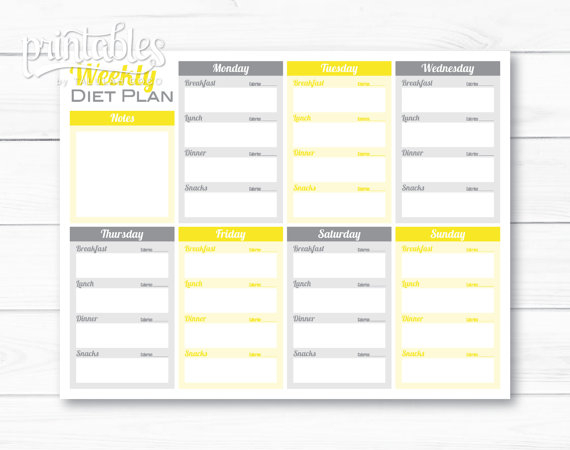 Meal Planner With Calorie Counter Weekly Diet Planner