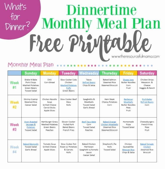 Monthly Meal Planner Template Best Of Monthly Meal Plan 