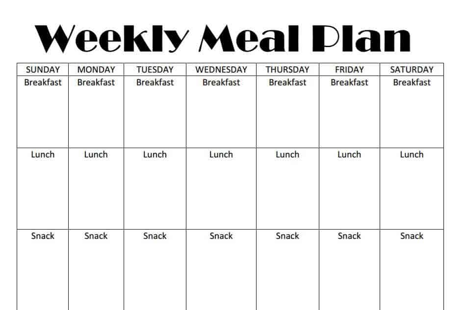 Printable Weekly Meal Plan Template Homeschool Base