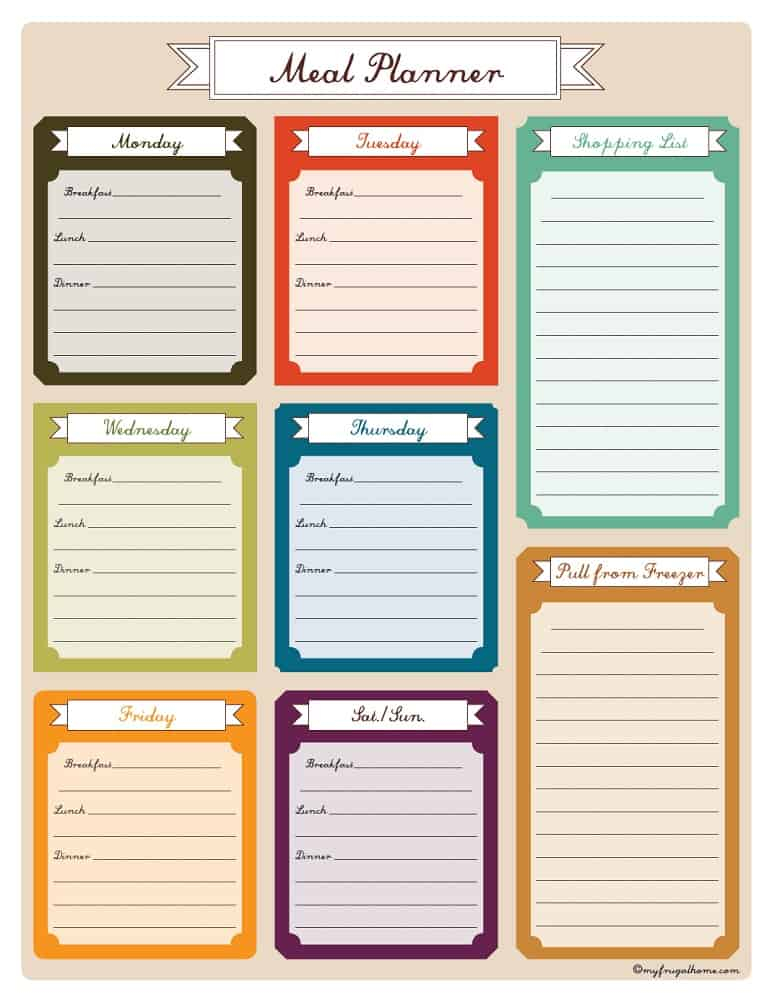 Printable Weekly Meal Planners