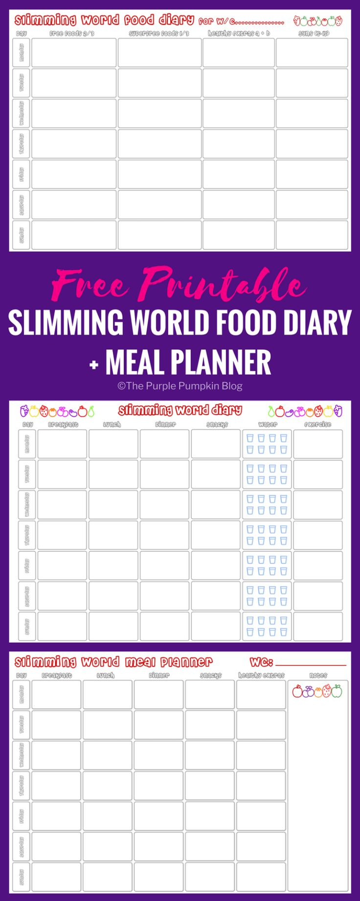 Slimming World Food Diary Printable Meal Planner Free 