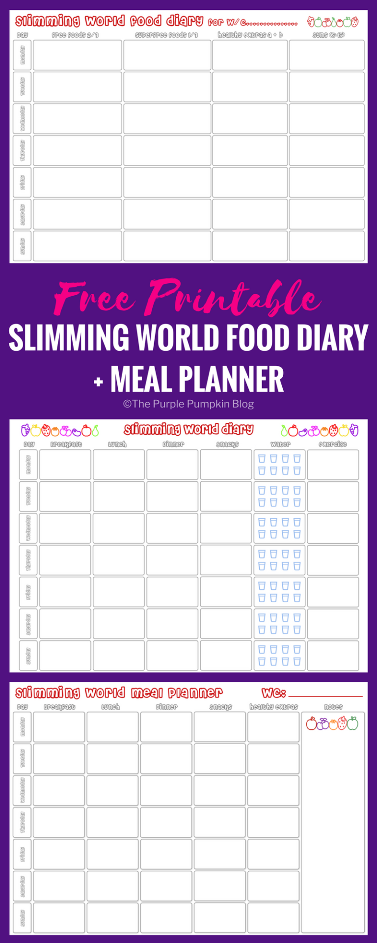 Slimming World Food Diary Printable Meal Planner Free