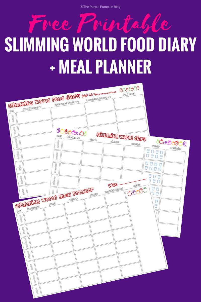 Slimming World Food Diary Printable Meal Planner Free 