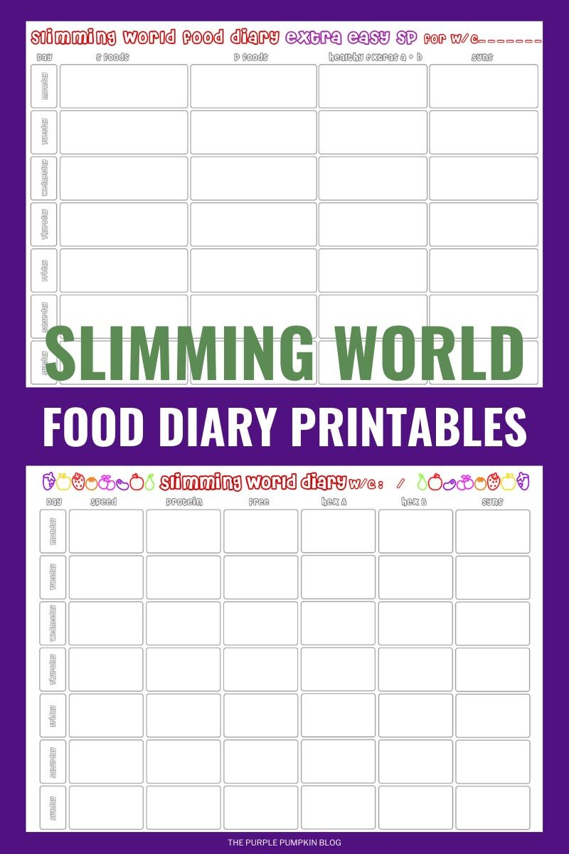 Slimming World Food Diary Printable Meal Planner Free 