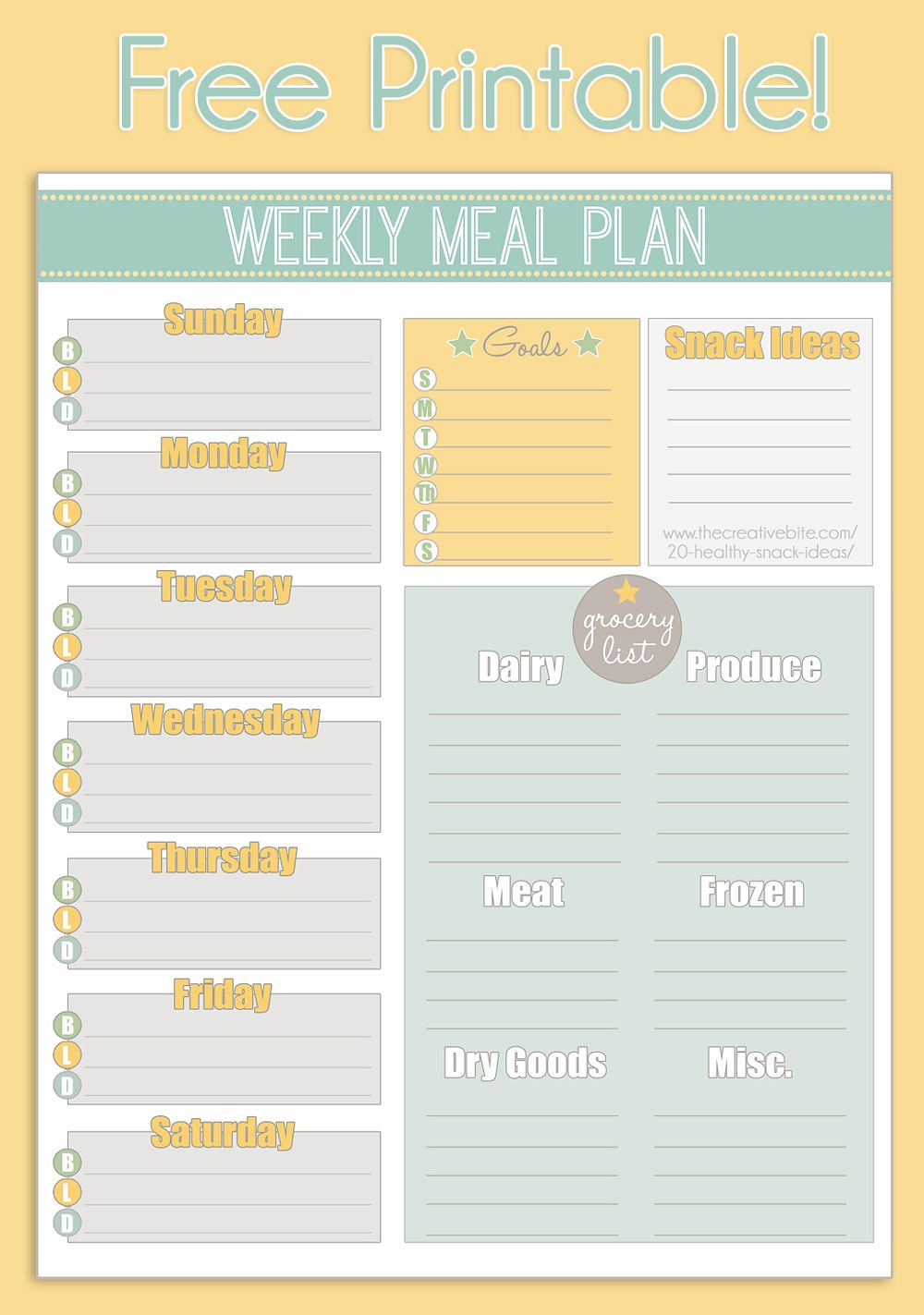 Weekly Meal Planner Free Printable