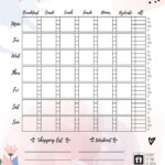 Weekly Diet Planner Printable Page For Royalty Free Vector